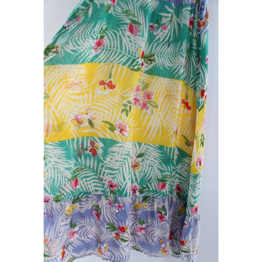 Vince Camuto Color Block Tropical Print Caftan Kimono Cover-Up Top #K215 - Picture 4 of 4